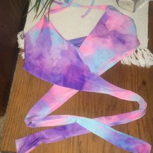 Tie dye wrap bikini top